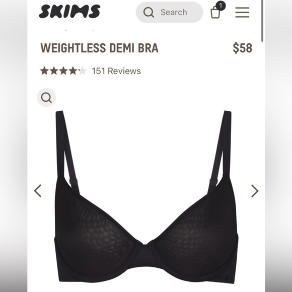 Skims WEIGHTLESS DEMI BRA ONYX / 32DD - Picture 1 of 10